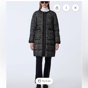 Bernardo Women's Black and White Tweed Puffer Coat